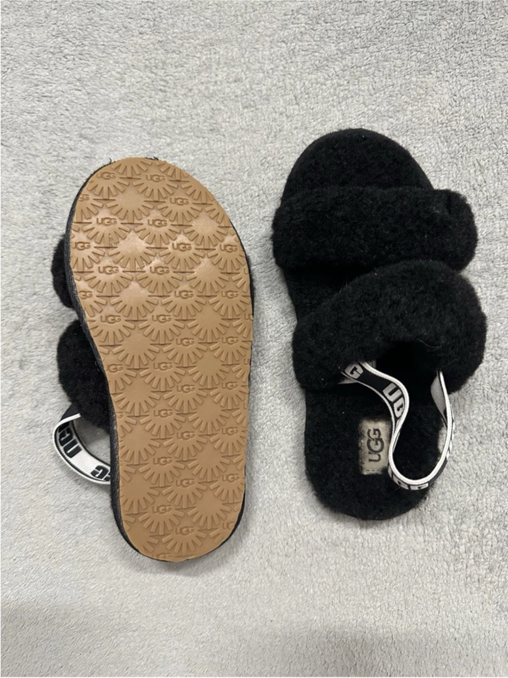 Ugg Oh-Yeah Girls TD 'Black' Slides 1116636T Size 12 - Picture 5 of 7